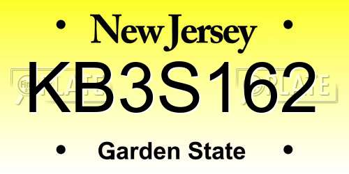 KB3S162 New Jersey License Plate