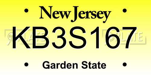 KB3S167 New Jersey License Plate