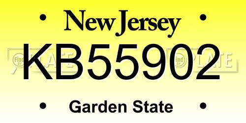 KB55902 New Jersey License Plate