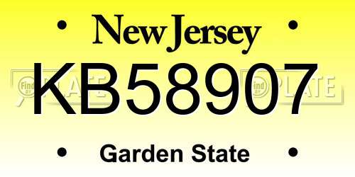 KB58907 New Jersey License Plate