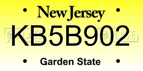 KB5B902 New Jersey License Plate