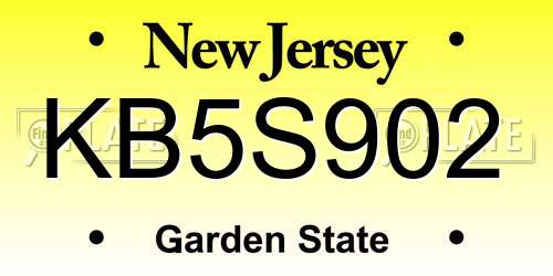 KB5S902 New Jersey License Plate