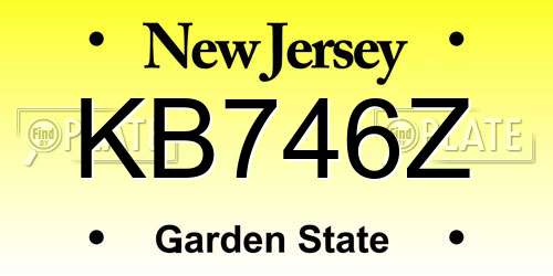 KB746Z New Jersey License Plate