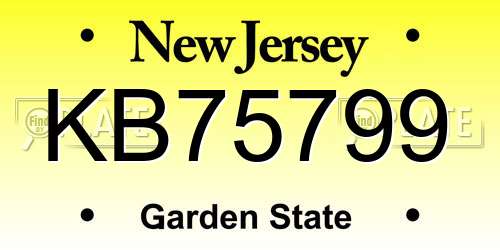 KB75799 New Jersey License Plate