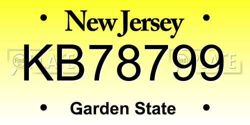 KB78799 New Jersey License Plate