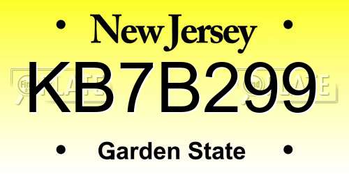 KB7B299 New Jersey License Plate