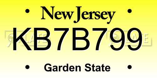 KB7B799 New Jersey License Plate