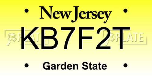 KB7F2T New Jersey License Plate