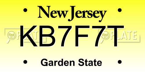 KB7F7T New Jersey License Plate