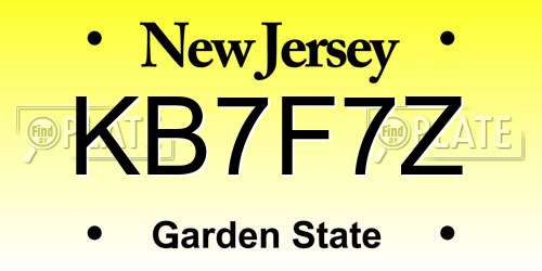 KB7F7Z New Jersey License Plate