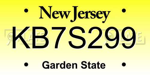 KB7S299 New Jersey License Plate