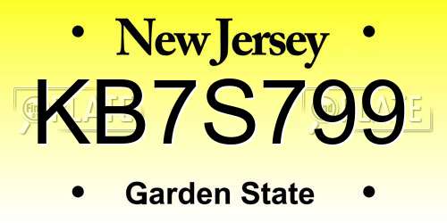 KB7S799 New Jersey License Plate