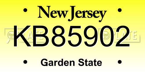 KB85902 New Jersey License Plate