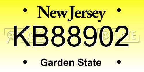 KB88902 New Jersey License Plate