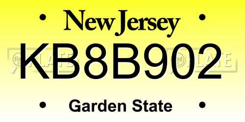 KB8B902 New Jersey License Plate
