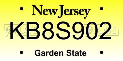 KB8S902 New Jersey License Plate