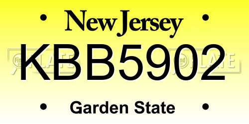 KBB5902 New Jersey License Plate