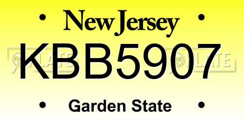 KBB5907 New Jersey License Plate