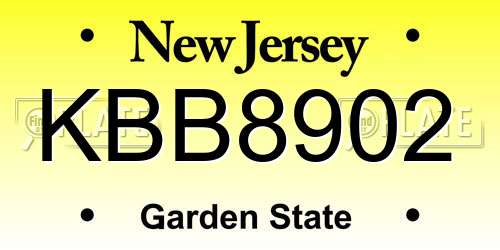 KBB8902 New Jersey License Plate