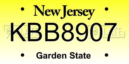 KBB8907 New Jersey License Plate