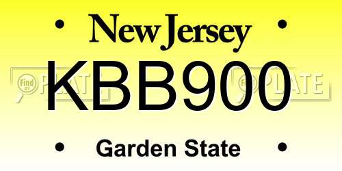 KBB900 New Jersey License Plate