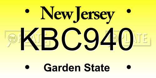KBC940 New Jersey License Plate