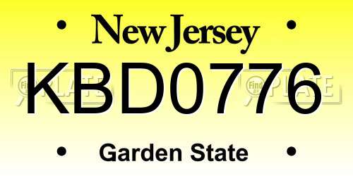KBD0776 New Jersey License Plate