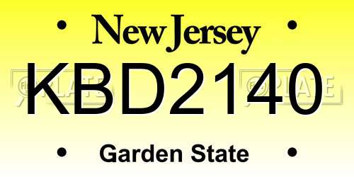 KBD2140 New Jersey License Plate