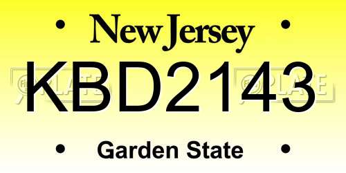 KBD2143 New Jersey License Plate