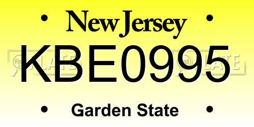 KBE0995 New Jersey License Plate