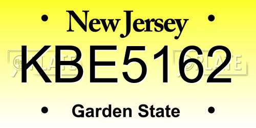 KBE5162 New Jersey License Plate