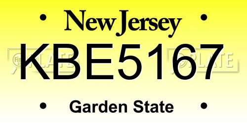 KBE5167 New Jersey License Plate