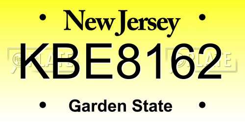 KBE8162 New Jersey License Plate