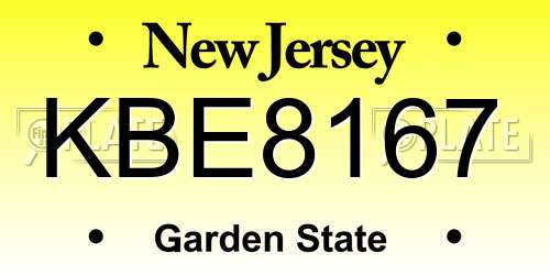 KBE8167 New Jersey License Plate
