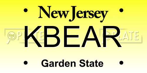 KBEAR New Jersey License Plate