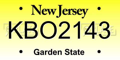 KBO2143 New Jersey License Plate