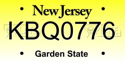 KBQ0776 New Jersey License Plate