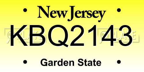 KBQ2143 New Jersey License Plate