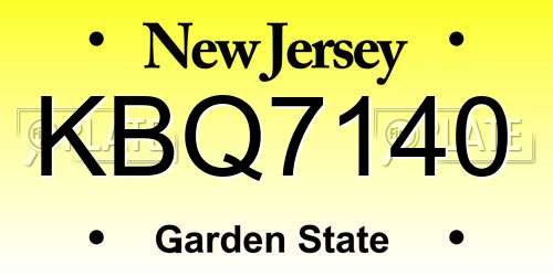 KBQ7140 New Jersey License Plate