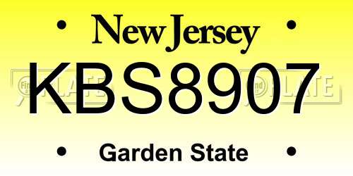 KBS8907 New Jersey License Plate
