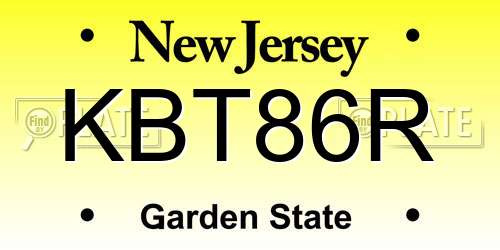 KBT86R New Jersey License Plate