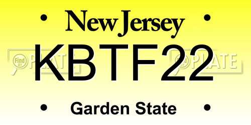KBTF22 New Jersey License Plate