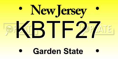 KBTF27 New Jersey License Plate
