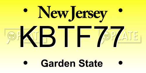 KBTF77 New Jersey License Plate