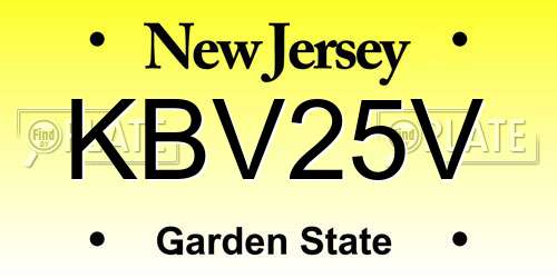 KBV25V New Jersey License Plate