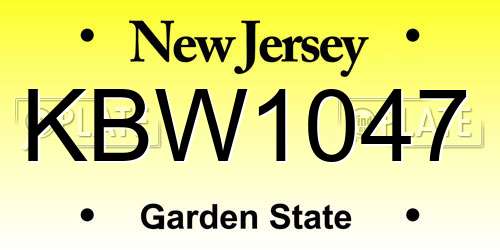 KBW1047 New Jersey License Plate