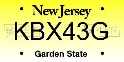 KBX43G New Jersey License Plate