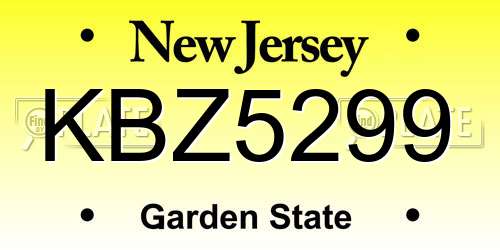 KBZ5299 New Jersey License Plate