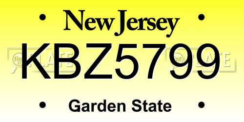 KBZ5799 New Jersey License Plate