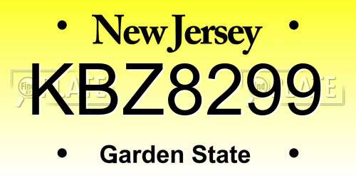 KBZ8299 New Jersey License Plate